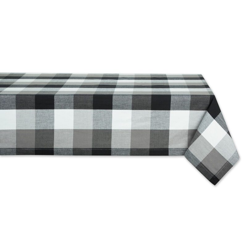84" White and Black Checkered Rectangular Tablecloth