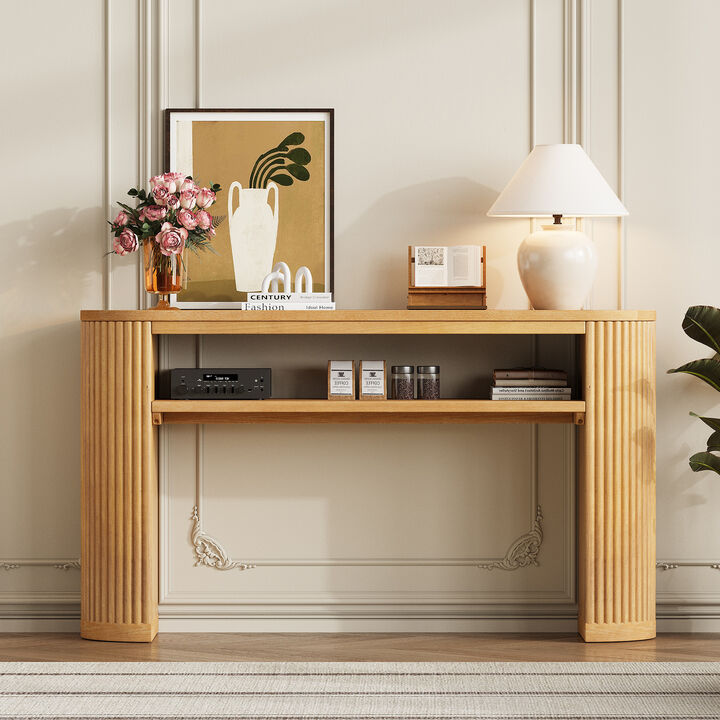 Farmhouse Oval Ash Veneer Console Table