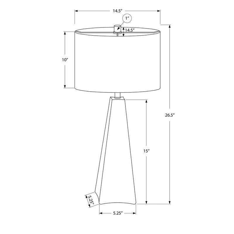Monarch Specialties I 9726 - Lighting, 27"H, Table Lamp, Black Resin, Beige Shade, Modern