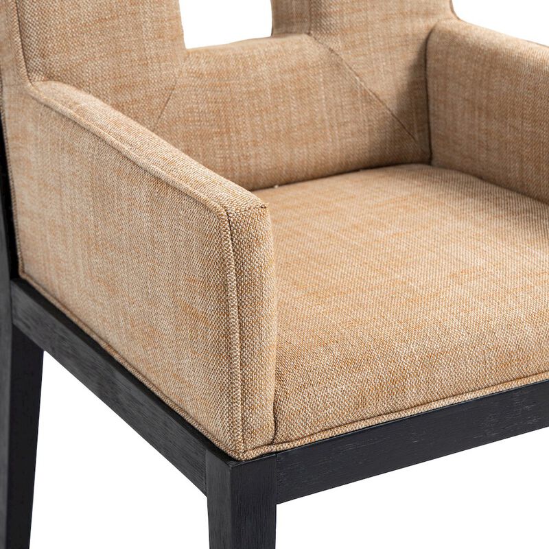 Meridian Furniture Gwendolyn Cognac Linen Textured Fabric Dining Arm Chair