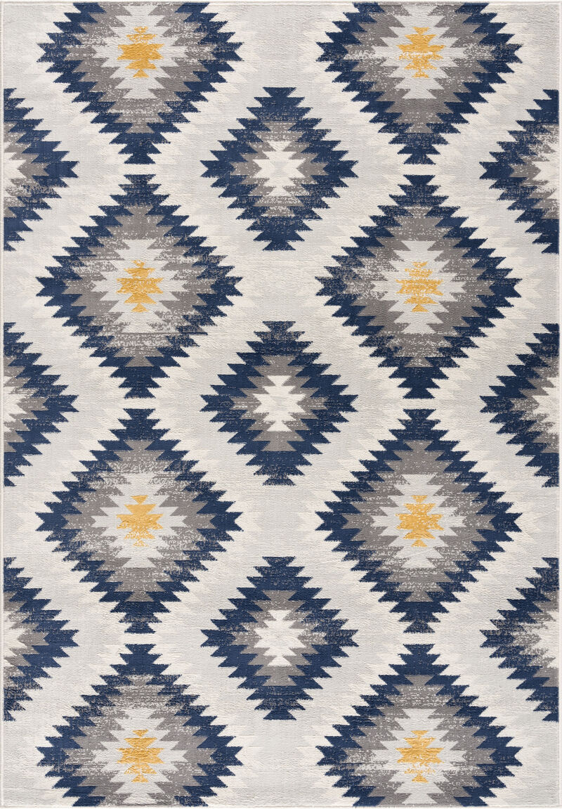 5 X 8 Blue And Gray Kilim Pattern Area Rug