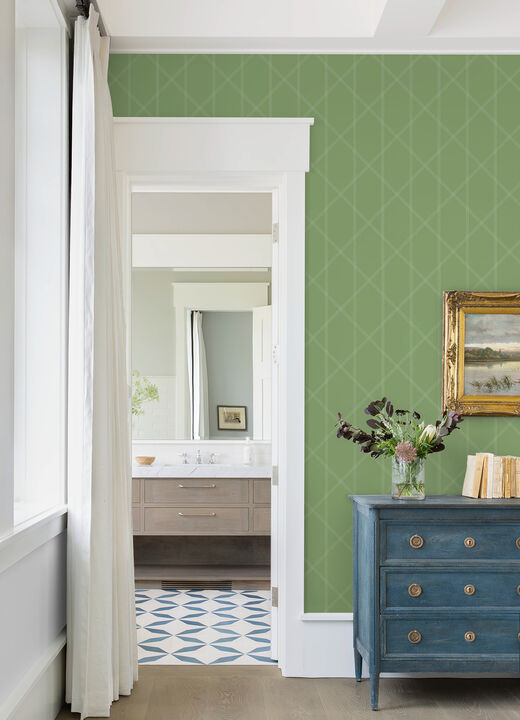 Walcott Light Green Stitched Trellis Wallpaper (Set of 2)