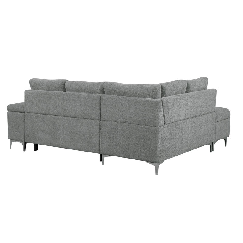 Merax Merax L-shaped Sofa with 2 Cup Holders and 2 USB Ports image number 6