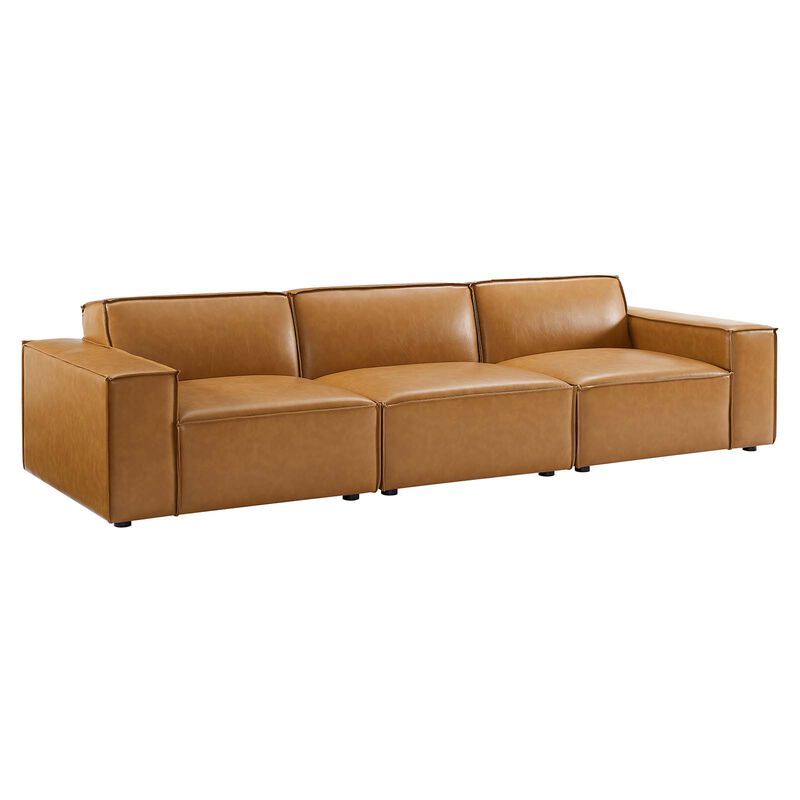 Restore Vegan Leather 3-Piece Sofa Brown EEI-4708-TAN image number 1