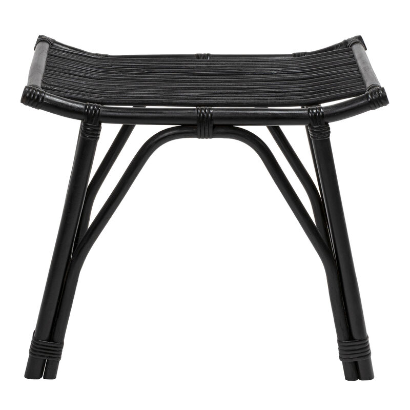 Gabriel Modern Bohemian Handcrafted Rattan/Teak Wood Curved Seat Accent Stool image number 8