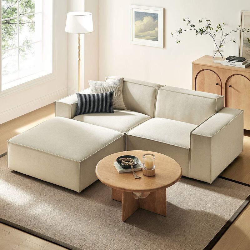 Restore 3-Piece Performance Fabric Upholstered Modular Loveseat with Ottoman image number 9