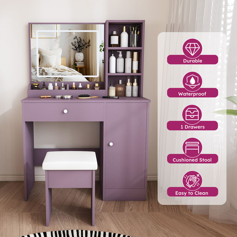 Frafup Padded Stool Stylish Vanity Desk image number 4