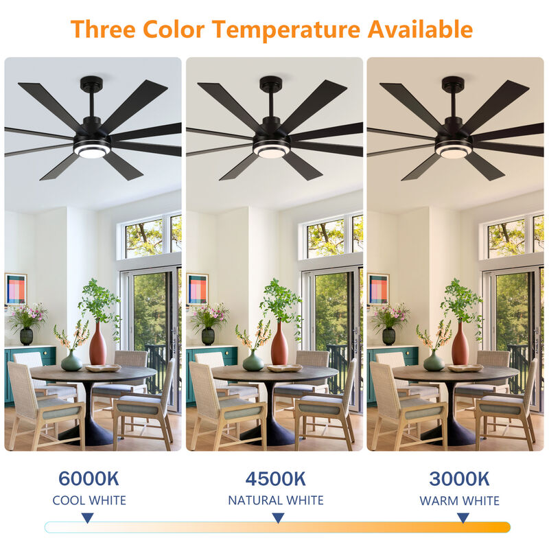 ELEMENT ACE 72-Inch Reversible Blade Ceiling Fan With Dimmable LED Light Kit and Remote Control image number 4