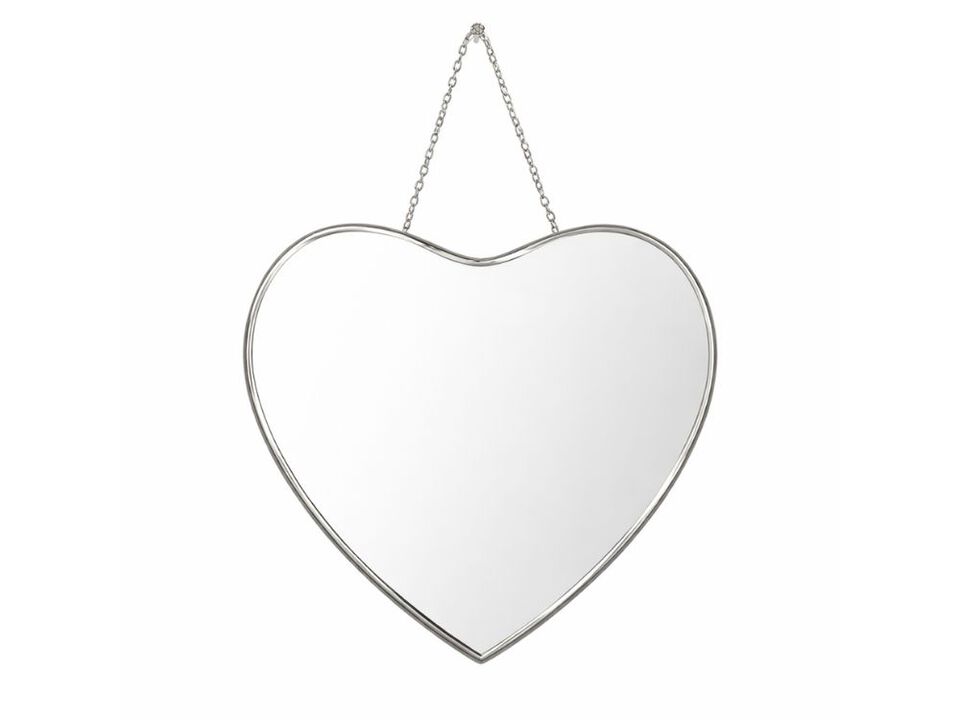 Heart Shaped Wall Mirror 20x12 Inch Frameless Glass Decorative Mirror with Chain