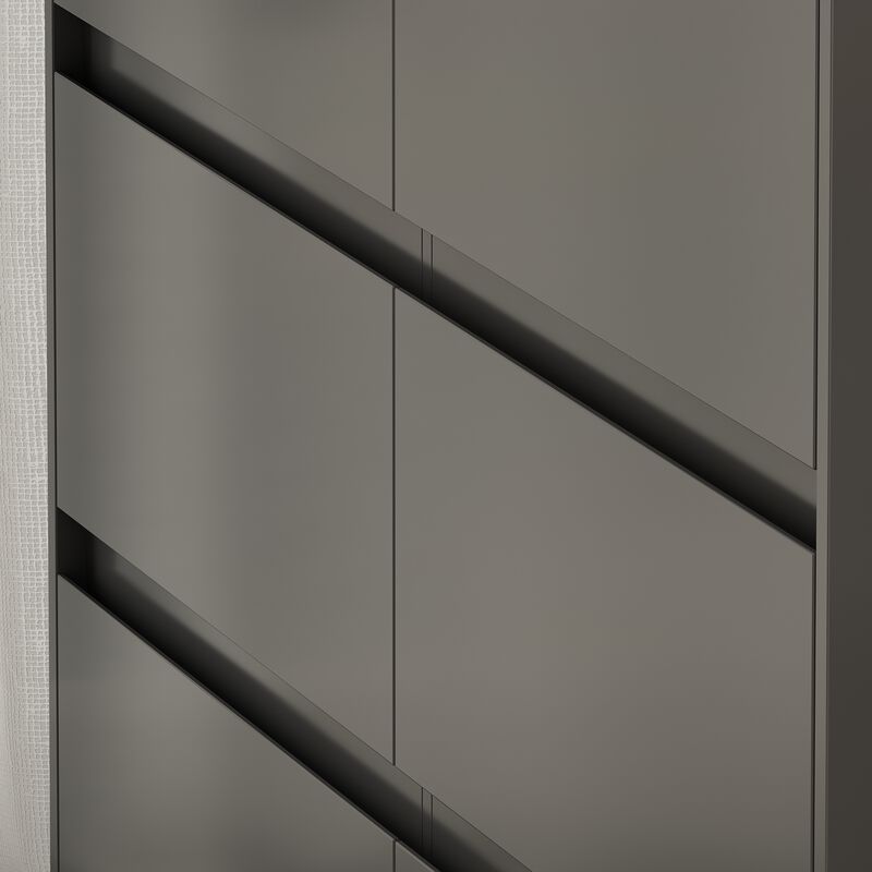 6-Drawer L-Shaped Dresser in Black with Rotatable Desk 47.2 in. W x 51.2 in. D x 32.7 in. H