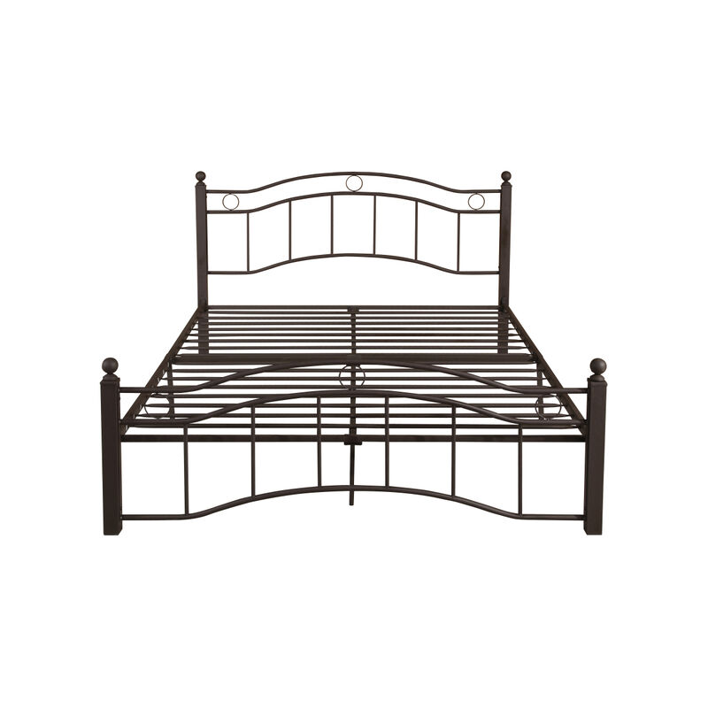 King Size Metal Bed Frame with Headboard and Footboard Bronze