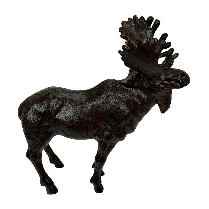 Cast Iron Moose Statue Brown Glossy Wildlife Sculpture 85 Inch Decor