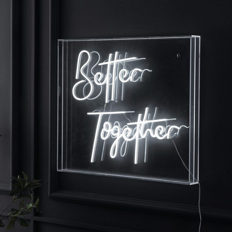 Better Together 23.63" X 20" Contemporary Glam Acrylic Box USB Operated LED Neon Light, White