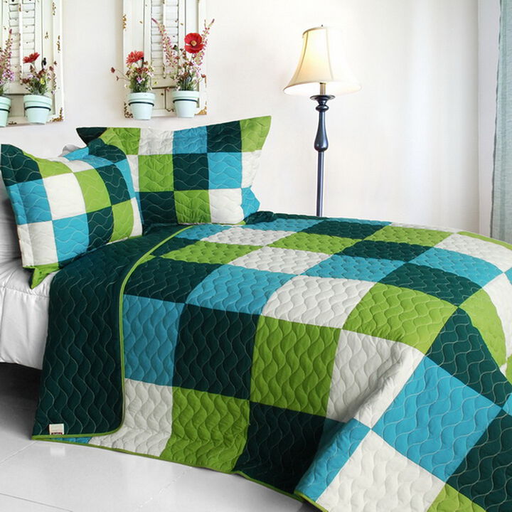 3 Piece Vermicelli Quilted Patchwork Quilt Set Handsome Prince Collection