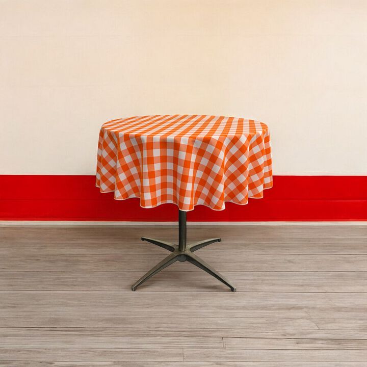 Round Polyester Checkered Tablecloth 51 Inch for Kitchen and Parties