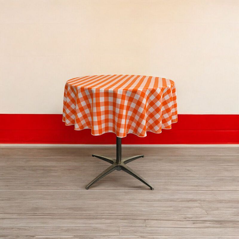 Round Polyester Checkered Tablecloth 51 Inch for Kitchen and Parties image number 1