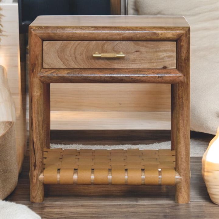 Artisan Furniture Solid Wood Regency Woven Oak-ish Nightstand with Drawer