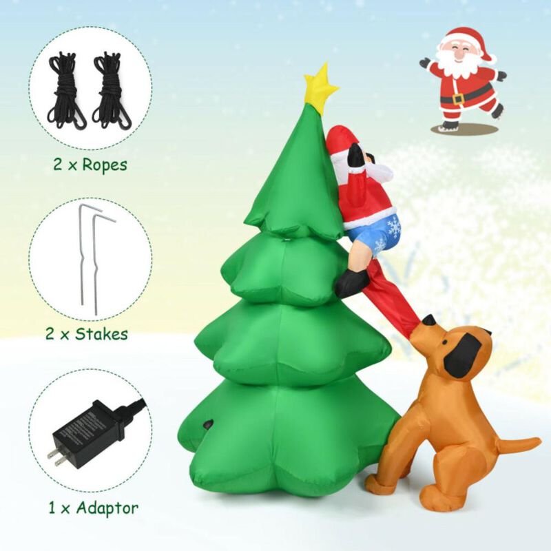 Hivvago 6.5 Feet Outdoor Inflatable Christmas Tree Santa Decor with LED Lights
