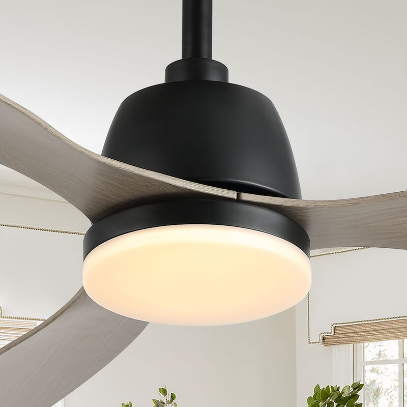 Audie Classic Industrial Iron/Plastic App/Remote-Controlled 6-Speed Integrated LED Ceiling Fan