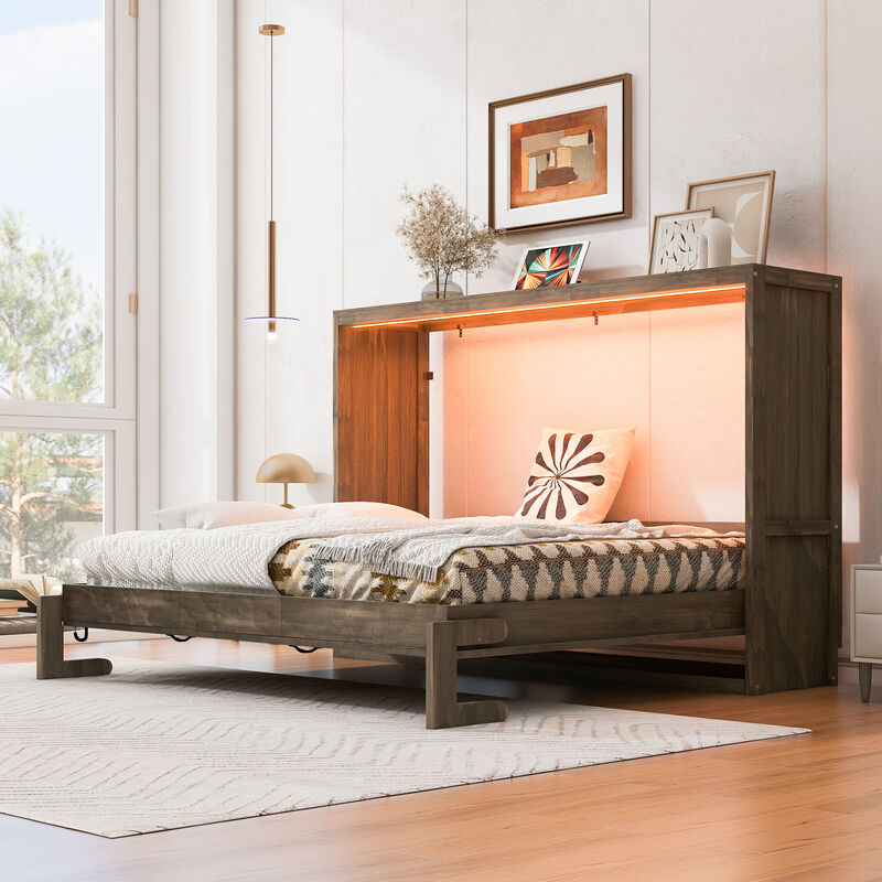 Merax Murphy Bed with Desk & LED Light image number 2