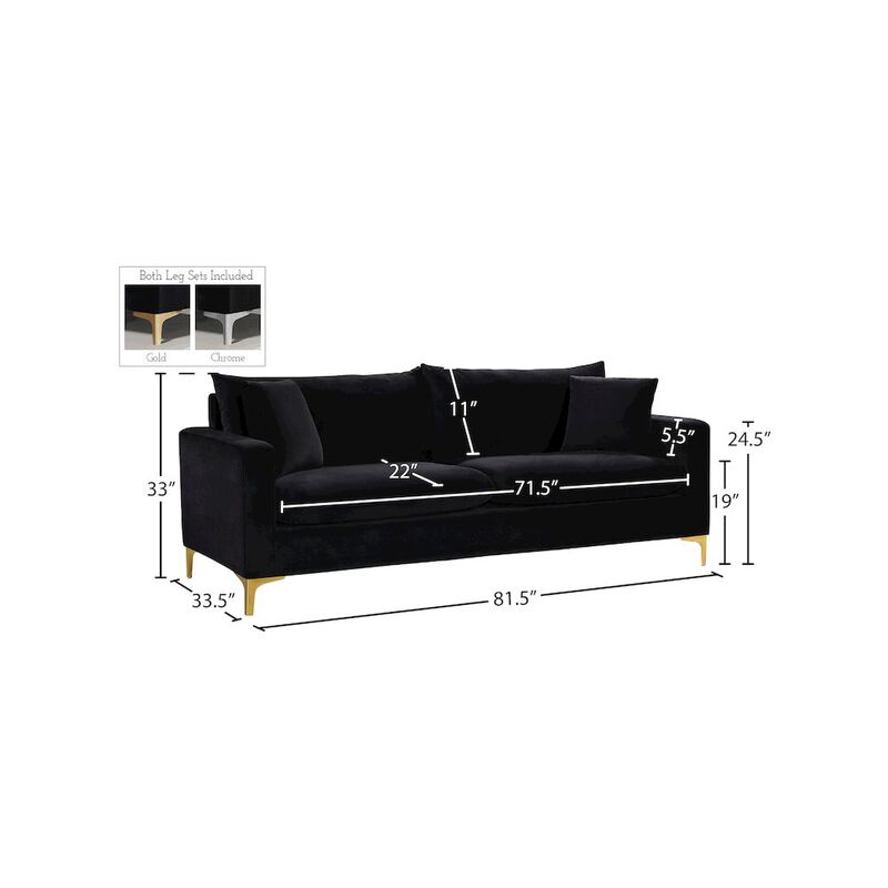 Meridian Furniture Naomi Black Velvet Sofa