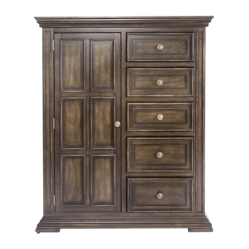 Liberty Furniture Big Valley Door Chest in Brownstone w/ Heavy Distressing image number 1