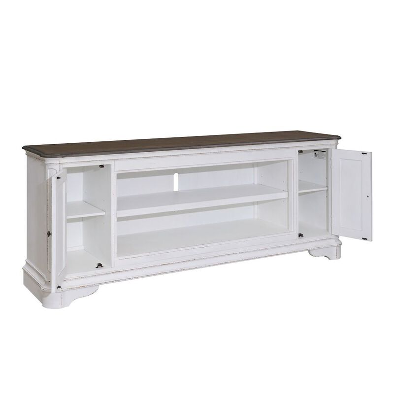 Liberty Furniture Magnolia Manor 82 Inch TV Console  - Antique White & Weathered Bark image number 3
