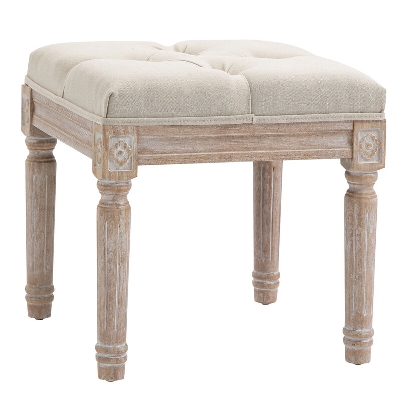 Hivvago Vintage Tufted Ottoman Bench with Wooden Legs image number 0