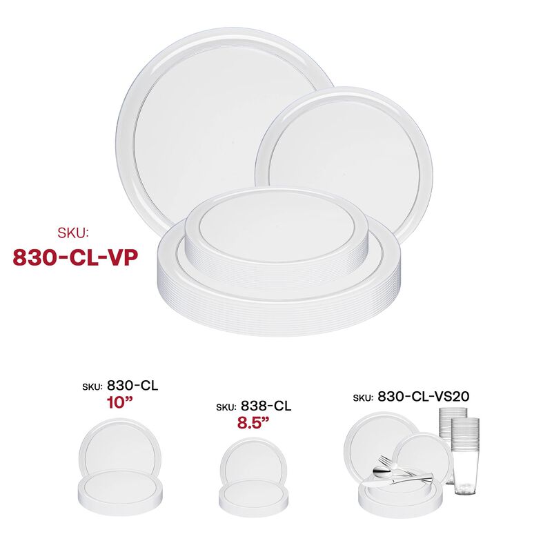 Clear Flat Round Plastic Dinnerware Value Set (40 Sets) image number 6