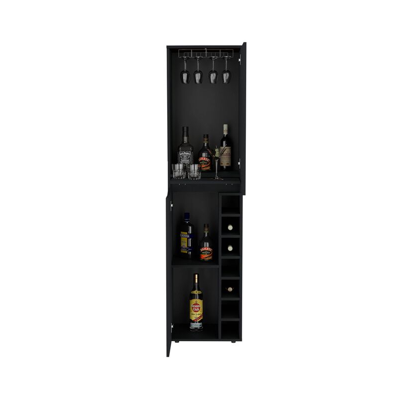 Obregon Tall Cabinet, Seven Cubbies, Two-Door Cabinets -Black