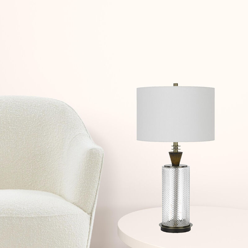 Hivvago 30" Clear Metal Table Lamp With White Empire Shade