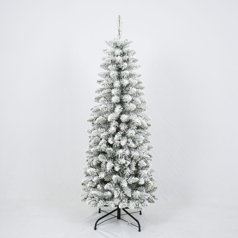 Whisen 3 Pcs Flocked Artificial Christmas Tree Set with Lights, 4ft 5ft 6ft Christmas Snow Tree Set image number 6