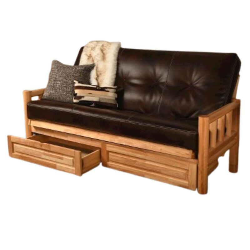 Lodge Frame-Natural Finish-Oregon Trail Java Mattress-Storage Drawers