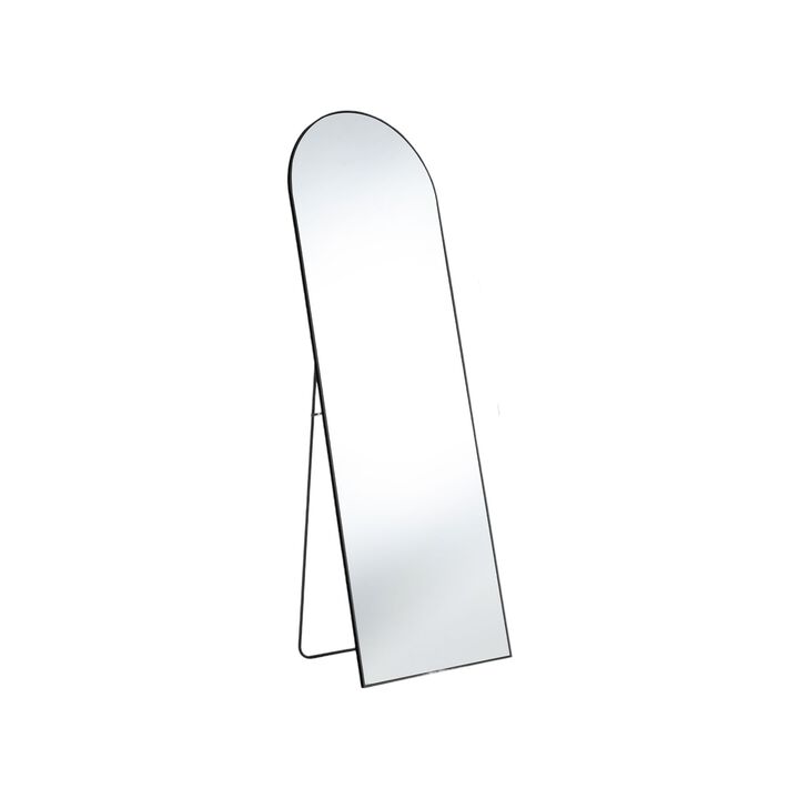 HomeRoots 63" Black Metal Arch Freestanding and Wall Mount Framed Full Length Mirror