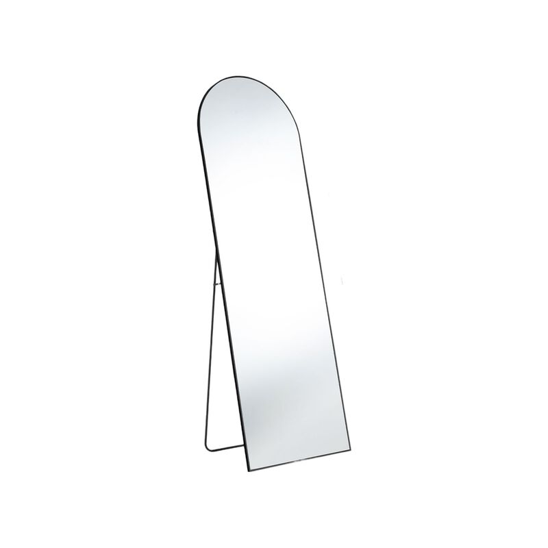HomeRoots 63" Black Metal Arch Freestanding and Wall Mount Framed Full Length Mirror image number 0