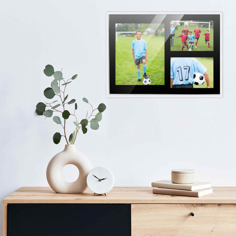 12x17 Wood Collage Frame with a Black Mat for 8x10 & 5x7 Pictures