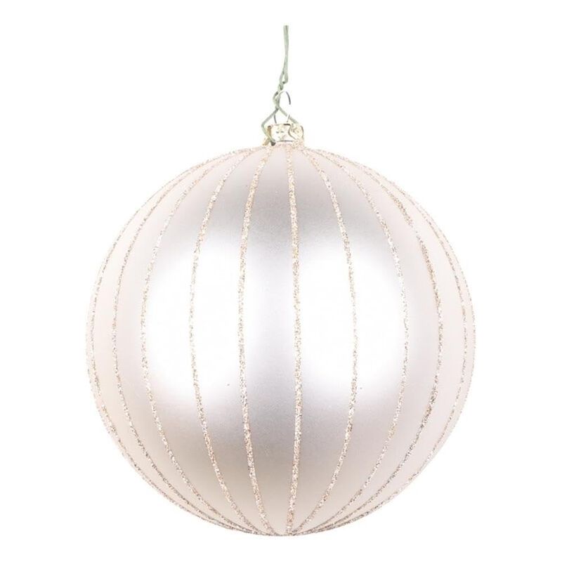 Vickerman 4" Oat Matte Glitter Ball Christmas Ornament. Includes 4 Pieces per Bag. image number 2