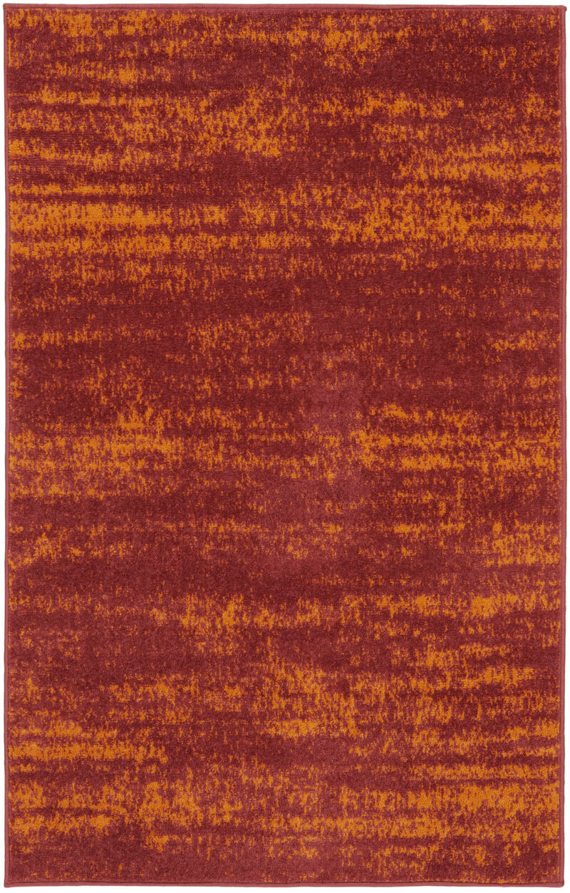 HomeRoots 2' X 4' Red And Orange Abstract Indoor Outdoor Area Rug image number 0
