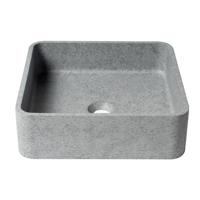 ALFI brand 16 Solid Concrete Chiseled Style Square Above Mount Vessel Sink