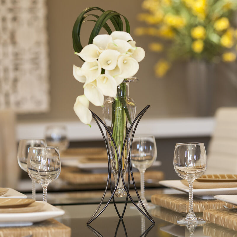 Amphora Vase on Half Moon Metal Stand