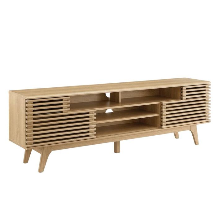 Brown Wood TV Console with Spacious Surface and Modern Design