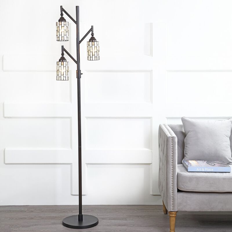 Lewis Tiffany-Style 71" Multi-Light LED Floor Lamp, Bronze