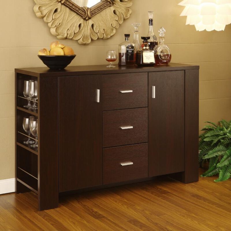 Hivvago Modern Dining Buffet Sideboard Server in Cappuccino Finish