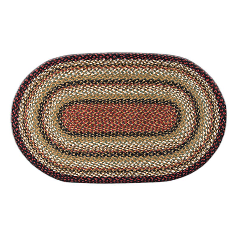Earth Rugs C-319 Burgundy Mustard Ivory Oval Braided Rug 27 X 45 image number 0
