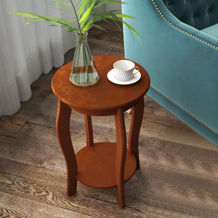 Hivvago 2-Tier Round End Table with Storage Shelf