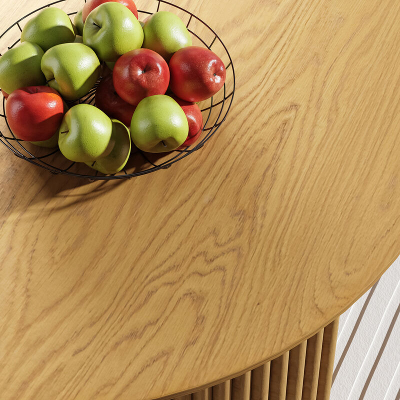 67 Inch Natural Oak Oval Dining Table (Seats 6) Suitable for Living Room, Dining Room