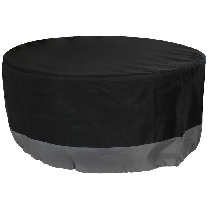 Sunnydaze 2-Tone Polyester Round Outdoor Fire Pit Cover - Gray/Black