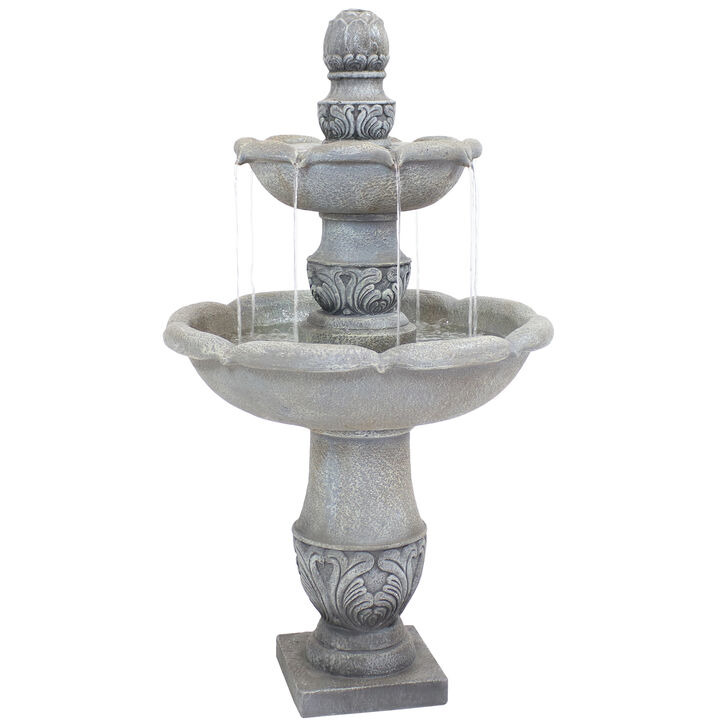 Sunnydaze French Garden Reinforced Concrete Outdoor 2-Tier Water Fountain