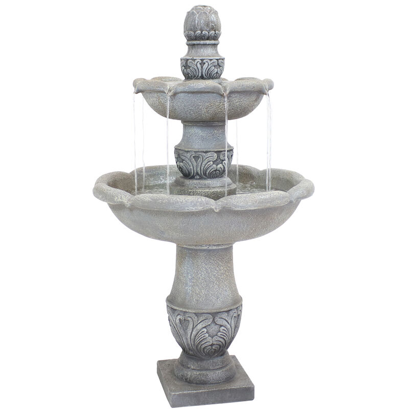 Sunnydaze French Garden Reinforced Concrete Outdoor 2-Tier Water Fountain