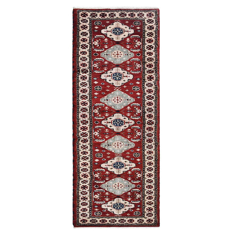 RUGSOTIC CARPETS HAND KNOTTED WOOL & SILK ECO-FRIENDLY ORIENTAL AREA RUGS  - Runner Shape, Classic Oriental Traditional , Low Pile Handmade Area Rugs (AF0116) image number 0